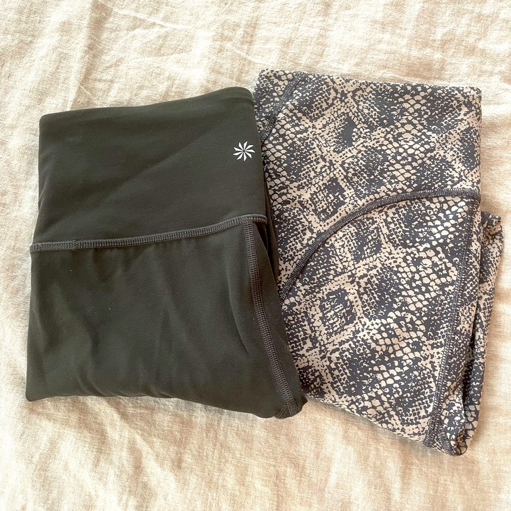 Athleta legging BUNDLE - olive green and python print